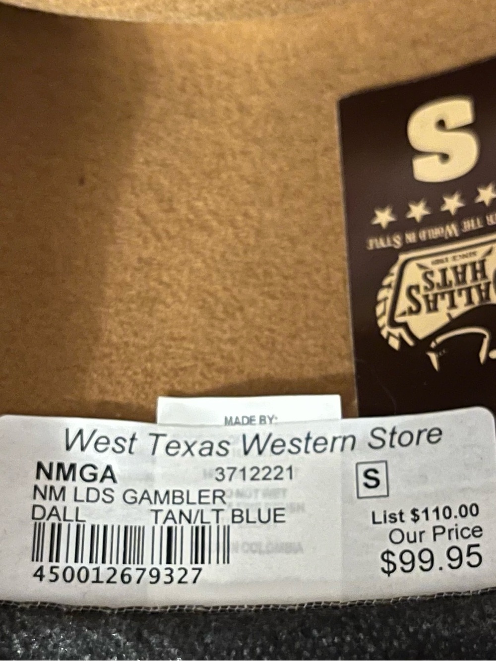 New with tag Women’s New Mexico Gambler wool Tan and Blue hat - Picture 4 of 4